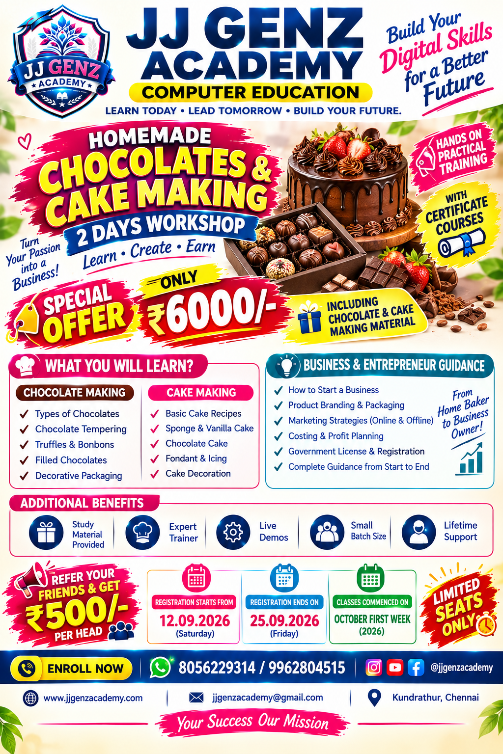 HOMEMADE CHOCOLATES AND CAKE MAKING CLASS